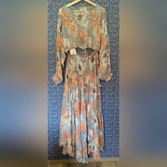 NWT Chiffon flower skirt set (lehenga and crop top) - Picture 6 of 12